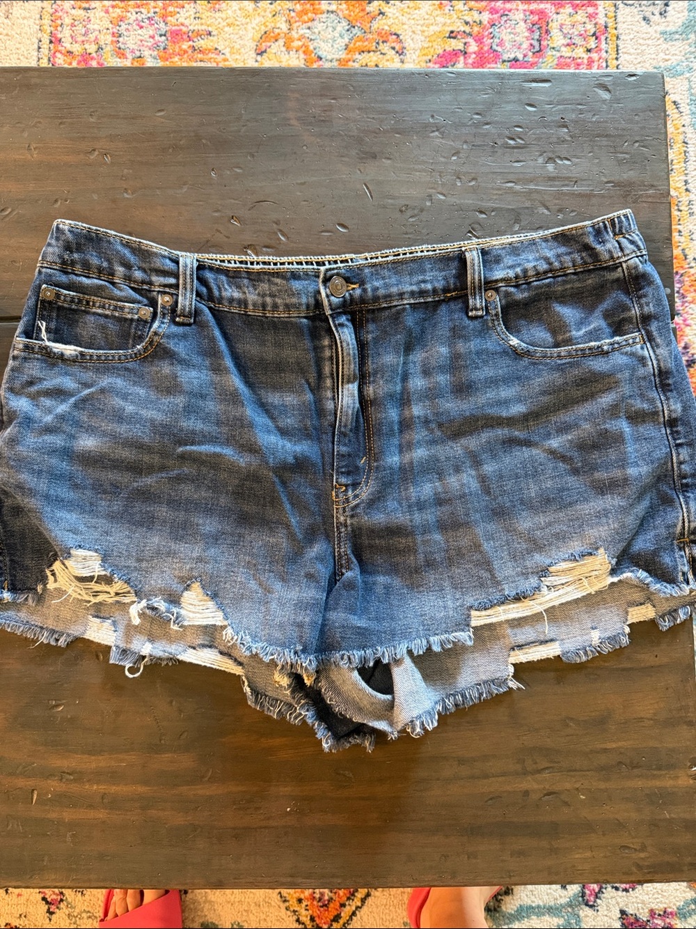 aerie Daydream Distressed Blue Denim Shorts